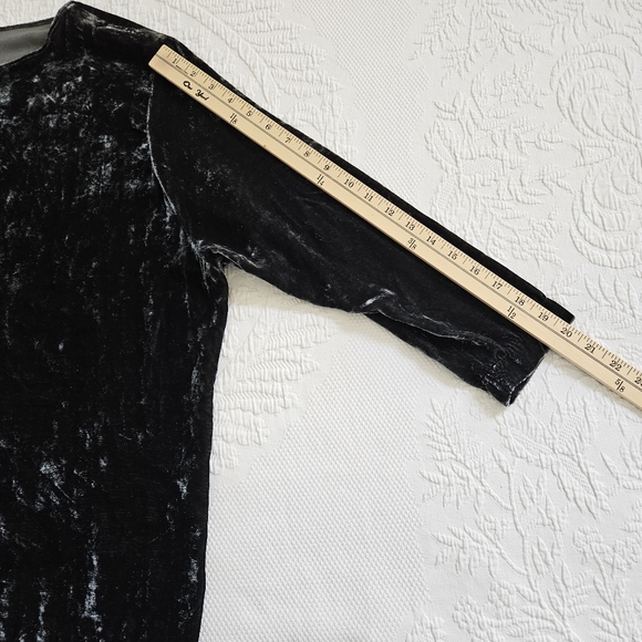 Catherine Bacon crushed velvet Boho blouse green teal whimsigoth Lagenlook M / L - Picture 4 of 8